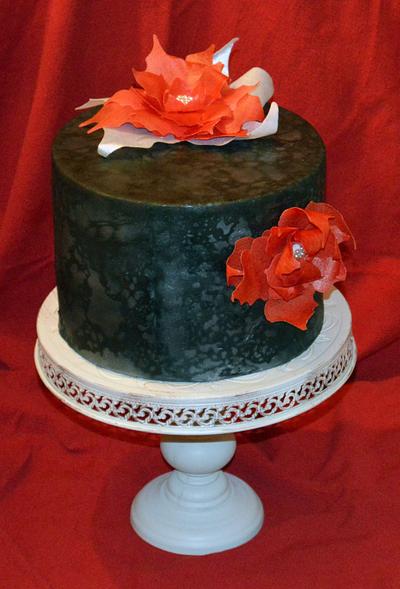 Airbrushed Cake and Wafer Paper Poinsettia - Cake by Severine