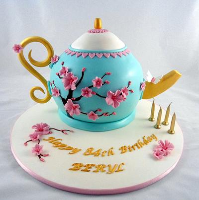 Cherry Blossom Teapot - Cake by Lisa-Jane Fudge