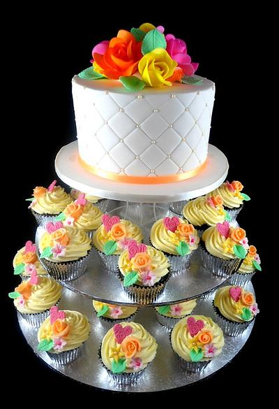 Bright and Cheerful Wedding Cupcake Tower - Cake by Lisa-Jane Fudge