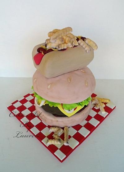Hamburger Hotdog and Fries - Cake by Lauren