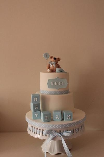 Baby boy christening cake  - Cake by Tillymakes