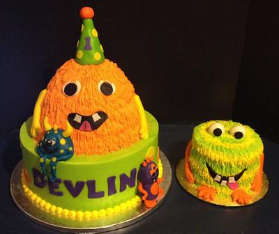 Monster Bash First Birthday Cake & Smash Cake - Cake by Tracy's Custom Cakery LLC