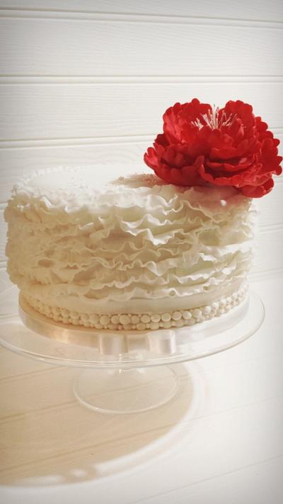 Ruffles & Peony & Pearls Wedding Cake - Cake by Molly69