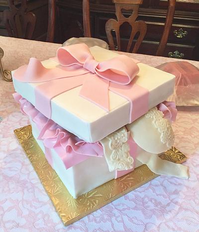 Lingerie Bridal Shower Cake Pink and Cream - Cake by It Takes The Cake