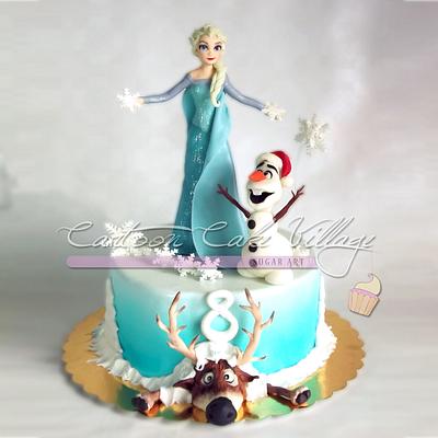 Elsa, Olaf & Sven on Frozen Cake - Cake by Eliana Cardone - Cartoon Cake Village