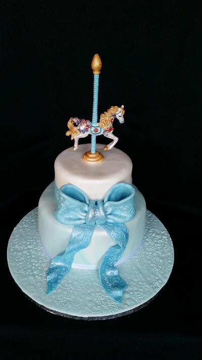 carousel horse baby shower cake - Cake by Novel-T Cakes