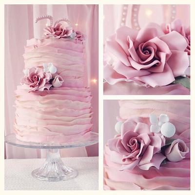 70th birthday, dusky rose cake - Cake by Lorynne Heyns