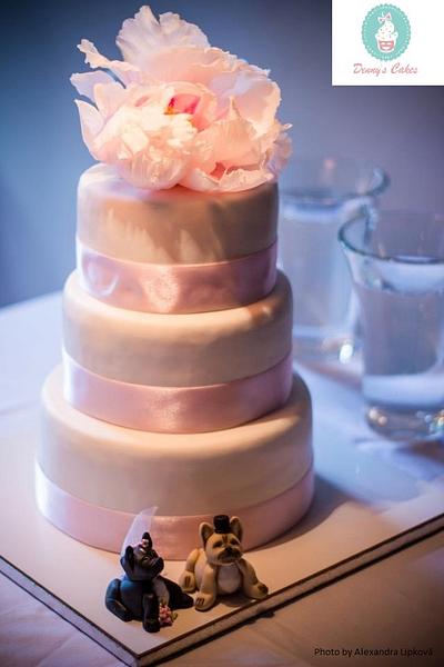 Wedding cake with peony - Cake by Denisa O'Shea