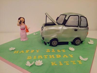 Kitty & her broken down Clio - Cake by Sarah Poole