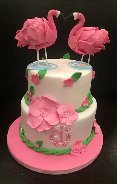 Flamingos  - Cake by Myhomemadesugarcraft