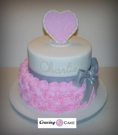 Rosette Baby Shower Cake - Cake by Craving Cake