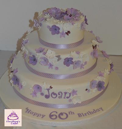 3 tier purple and lilac flowers - Cake by Everything's Cake