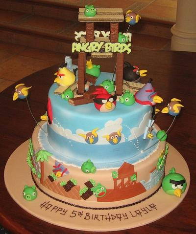 Two Tier Angry Birds - Cake by Nadia Zucchelli