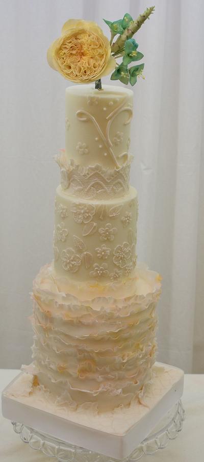 Puya Flowers with Ruffles and Lace - Cake by Sugarpixy