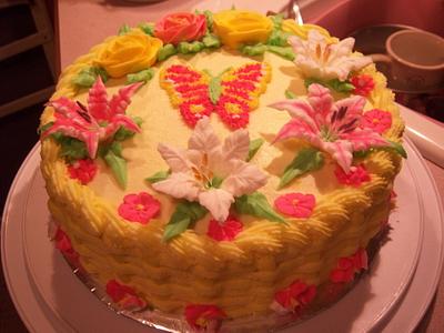 yellow basketweave - Cake by kathy 