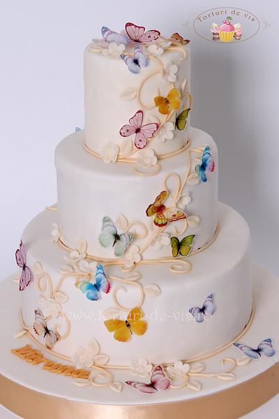 Christening cake with butterflies - Cake by Viorica Dinu