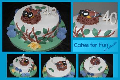 Birds - 40th anniversary cake - Cake by Cakes for Fun_by LaLuub