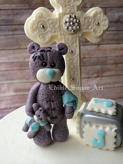 Christening tattered teddy cake - Cake by Edible Sugar Art