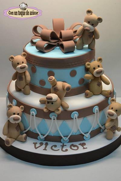 Bears baby shower cake, tarta bautizo ositos - Cake by Con un toque de azúcar - Georgi