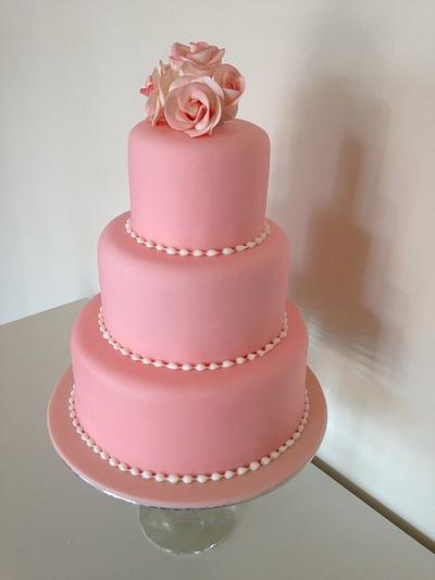 3-tier simply pink with roses - Cake by sweet-bakes.co.uk