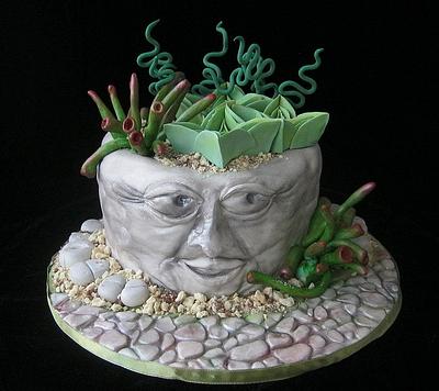 Stone flowerpot with succulents - Cake by Marina Danovska