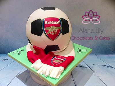 Completely spherical football cake - Arsenal - Cake by Alana Lily Chocolates & Cakes