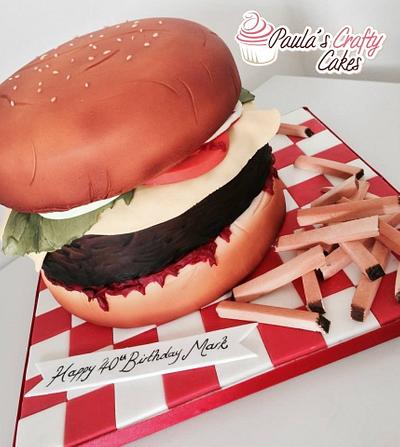 Burger and chips cake - Cake by PaulasCraftyCakes