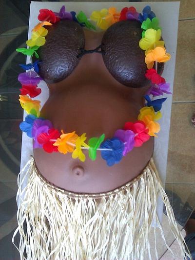 Hawaiian Pregnant Hula dancer - Cake by cheryl arme