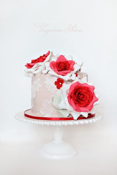 Roses and lace cake - Cake by Alina Vaganova