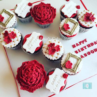 red , white & gold letter cupcakes  - Cake by Muna's Cakes 