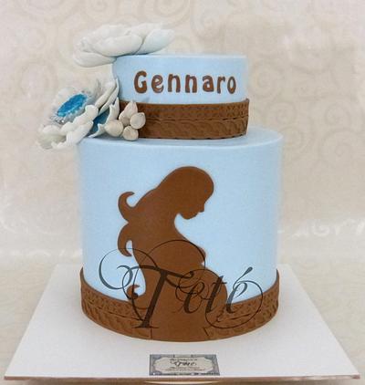 BABY SHOWER BLUE AND BROWN - Cake by Teté Cakes Design