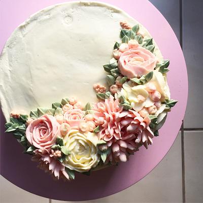 Buttercream florals 1st birthday  - Cake by Pretty Special Cakes