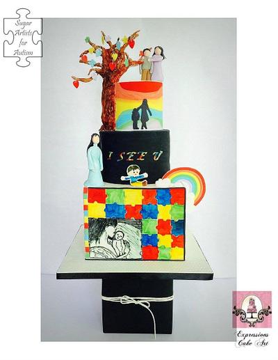 Sugar Art for autism- Mother and child - Cake by Expressions Cake Art (Su)