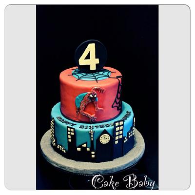 Spiderman with Skyline Background - Cake by Cake Baby by Glenda