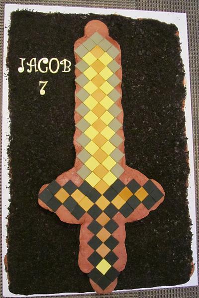Golden Minecraft Sword, pull-apart-cupcake cake - Cake by ShelleySugarCreations