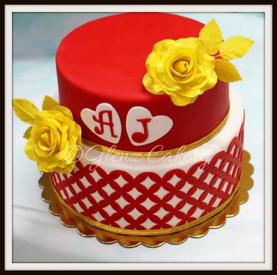 Red and white Wedding cake - Cake by Glenyfer Wilson
