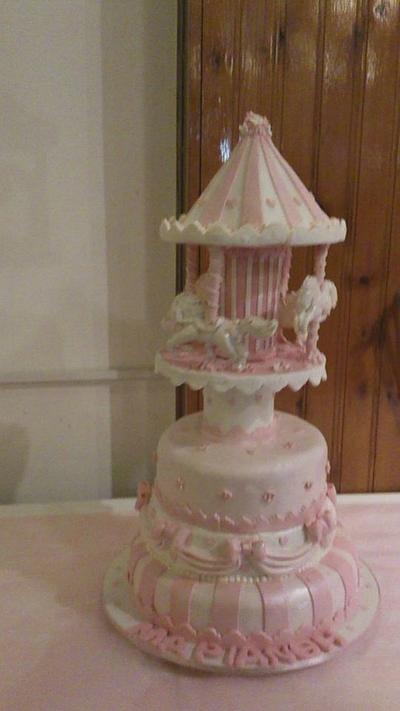 carrousel christening cake - Cake by Miavour's Bees Custom Cakes