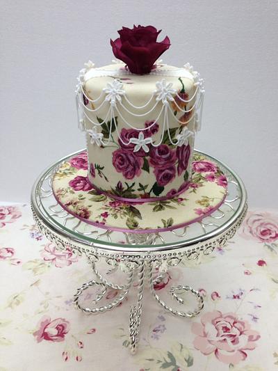 Hand painted fabric rose cake - Cake by R.W. Cakes