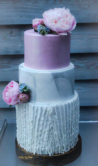 Wedding cake with peony - Cake by CakesByMisa