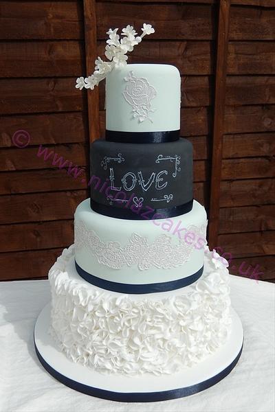 mint green and chalk board effect cake  - Cake by Nicola Roberts