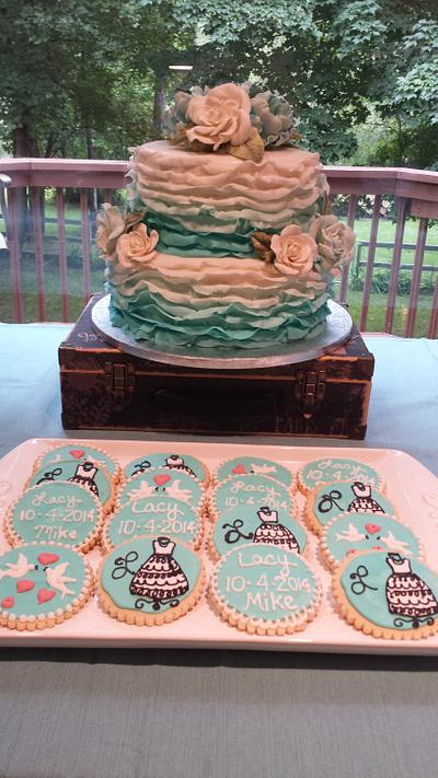 bridal shower teal ombre - Cake by cronincreations