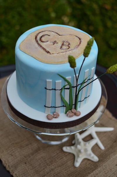 Initials in the Sand - Cake by Elisabeth Palatiello