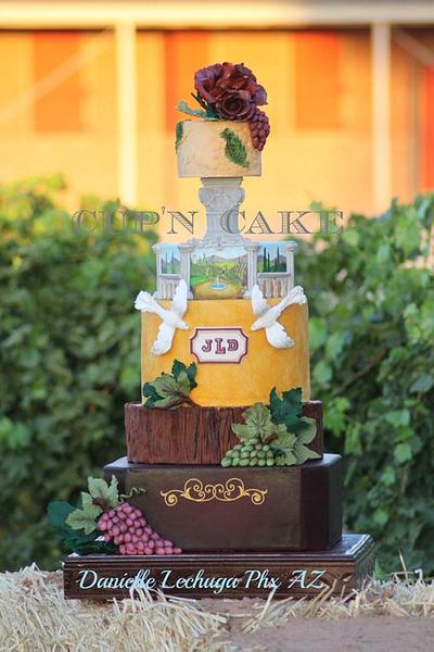 Rustic vineyard themed wedding cake for Cake central magazine - Cake by Danielle Lechuga