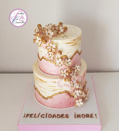 TARTA CUMPLEAÑOS FLORECITAS - Cake by Camelia