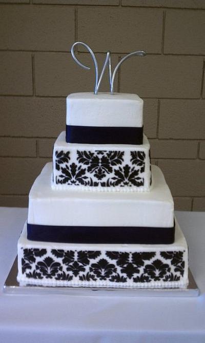 Damask Wedding - Cake by sabrinas sweet temptations
