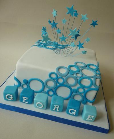 Circles and stars christening cake - Cake by The Faith, Hope and Charity Bakery