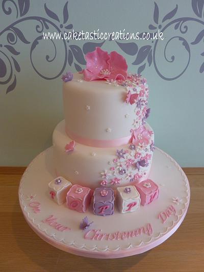 Pretty Flowers Christening Cake - Cake by Caketastic Creations