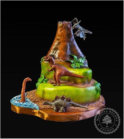 Dinosaur and volcano - Cake by Marsiyabelova