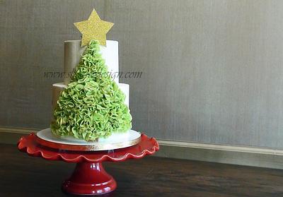 Scrunch Ruffle Christmas Tree - Cake by Shannon Bond Cake Design
