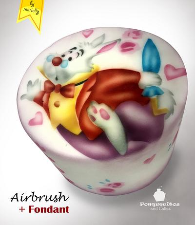 Airbrush Cake: White Rabbit - Cake by Marielly Parra